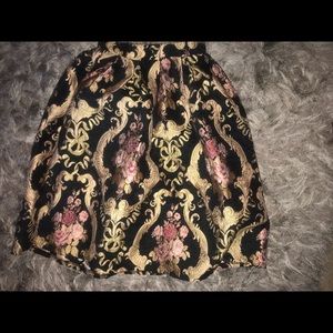 Black Flared skirt with gold and pink designs